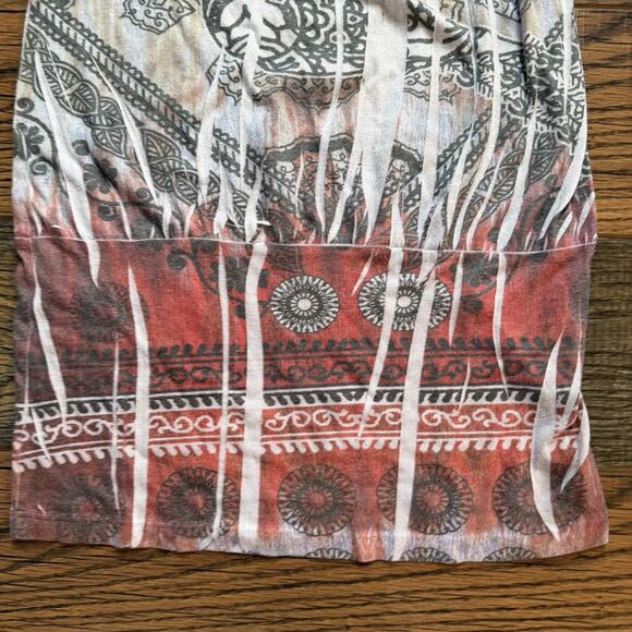 Wet Seal Y2K Boho Print Flutter Sleeve Tunic Top Burnout Sheer Retro Sz Small - Picture 4 of 7